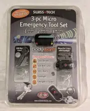 Swiss Tech Emergency Tool Set 3 Piece Micro BodyGard Alarm Flashlight 610021 NOS