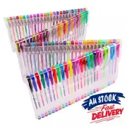 100 Colour Glitter Gel Pen Set Markers Art Painting Drawing Adult Colouring Book