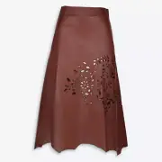 CHLOÉ Laser-Cut Leather Midi Skirt - UK 6 / IT 38 - £3,040