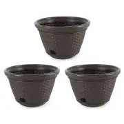 Suncast 100 Foot Wicker Garden Hose Caddy Storage Holder Pot, Java (3 Pack)