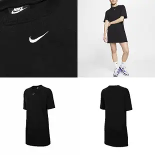 【NIKE 耐吉】洋裝 NSW Essential Dress 女款 運動休閒 長版 基本款 圓領 穿搭 裙子 黑 白(CJ2243-010)