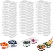 Xinghonyac 40 Pcs Double Compartment Condiment Container with Lids, Clear Two-Compartment Salad Dressing Snack Containers, Portable Reusable Food Storage Containerfor for Sauces, Dips, Snacks