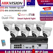 Hikvison 4K Dual Mic 8MP IP Camera+DS-7608NI-Q1/8P 8CH 8POE NVR CCTV System Lot
