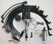 small cap FORD 5.0L 302 EFI to Carb HEI Distributor +CHROME Coil + 8.5mm WIRES