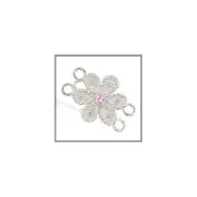 Sterling Silver Hook & Eye Butterfly 2-Strand Clasp w/CZ Pink #51290