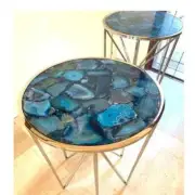 Blue Agate Coffee Side Table Top, Agate Console End Table, Home Decors 15"x15"