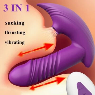 New Thrusting Wearable Sucking Vibrator Dildo Clit G-Spot Massager Sex Toy Women