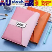 A5 Password Notebook Secret Diary With Lock PU Cute Notebook Planner Journals