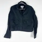 NEW Marrakech Anthropologie Cotton Stretch Full Zip Snap Button Pocket Jacket S