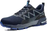 [BIAJIAZHUA] Safety Shoes for Women Slip Resistant, Steel Toe Shoes Comfortable Lightweight Breathable, Steel Toe Boots for Men Anti-Puncture Anti-Smash Anti-Colision Anti-Stress(Blue,4.5)