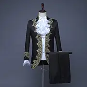 Retro Vintage Rococo Medieval Coat Pants Circus Jacket Prince Aristocrat Lace Flounced Slim Fit Print Men's Halloween Masquerade Performance Party Business / C