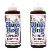 2 Pack Blues Hog Raspberry Chipotle Barbecue Sauce 25 oz Bottles Hickory Smoke