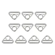 0.79" Adjuster Triangle with Bar Swivel Clip D Dee Ring Buckle, 10Pcs Silver