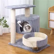 145cm Cat Tree Kitten Tower Cat Climbing Ladder Sisal Covered Pet Luxury Apartment Furniture for Kittens to Play in The Cat House (Grey)
