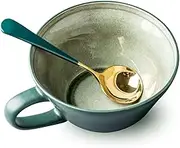 Soup Bowls, Soup Cup with Handle, Breakfast Bowl for Ice Cream, Dessert, Small Ceramic Bowl, Soup Mug Microwave Safe.-Green-Cup with Spoon, 15.5x13.5x8cm, 500ml (Color : Green, Size : Single Cup)