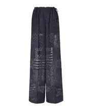 Fendi Patchwork Motif Wide-Leg Drawstring Pants IT42 blue