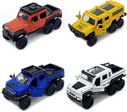 4 PCS Pull Back Off-Road Cars,Die-cast Metal Toy Vehicles with Openable Doors for Kids Boys Girls