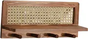 yuksok Coat Rack Wall Mount with Shelf,with 4 Hooks,Entryway Coat Hanger Wall Hooks with Shelf for Hallway Kitchen Bags Hanging Keys, Camel Color