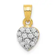 10k Yellow Gold CZ Cluster Heart Charm