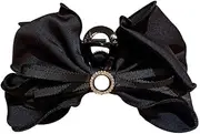 Irregular Petal Curl Big Bow Hair Shark Clip - Stylish Grasping Hair Accessory for Women(black)