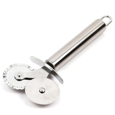 Stainles Steel Wheel Cutter Flat&Fluted Wheel Pizza Pastry Pasta Dough Cutter S