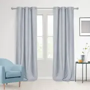 Sherwood Home Living 100% Blockout Eyelet Curtain Pair Ocean Blue