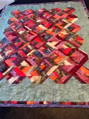 QUILTED PATCHWORK WALL TAPESTRY HANDMADE 2003 W/ POLE ROD POCKET 32" X 38"