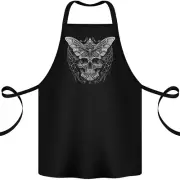 A White Moth Skull Cotton Apron 100% Organic