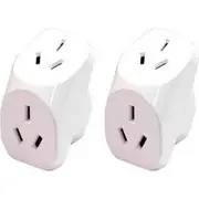 2x Sansai 10 Amp Double Adaptor Home Adapter Plug/Socket Outlet Angled Splitter