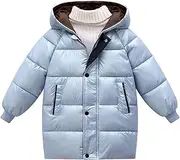 [VINCINEY] Kids Winter Clothes Kids Hooded Long Coat Kids Puffer Jacket Autumn and Winter Long Hooded Warm Padded Coat for Girls 7-8 Years Old