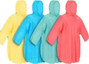 Ozoffer 2PCs Light Color Poncho Unisex Clear Waterproof Raincoat Hooded Rain Coat Adult