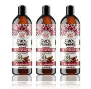 GuruNanda Oil Pulling - Coconut & Cinnamon with Neem & Ashwagandha, 8oz - 3 PACK