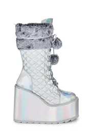 [Y.R.U.] Dune Fur Holo Platform Boots