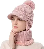 [Tandarui] Hat Scarf Set,Winter Hat Set,Women's Winter Brimless Beanie,Scarf And Hat Set For Women,Scarf Hat And Mask Set For Women