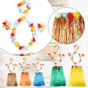 Tropical Hawaiian Theme Party Outfit with Grass Skirt and Flower Headband