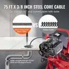 75FT Drain Cleaner Auger 3/8 Inch Manual Feed with 4 Cutters Heavy Duty Tool