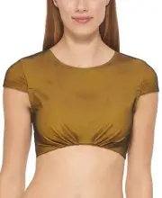MSRP $78 Dkny Womens Cropped Mesh Overlay Bikini Top Yellow Size Small