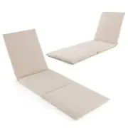 CostwayOutdoor Chaise Lounge Cushion with Hook and Loop Fastener-White