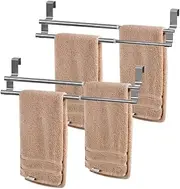 HONPHIER 2 PACK Cabinet Towel Rails Adjustable Over Door Towel Rack Sink Towel Holder Stainless Steel Tea Towel Rail Kitchen Bathroom Towel Rack Over Door Cupboard Drawers Anti-Slip