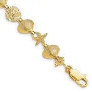 7.25 Inch 14K Sand Dolloar, Clam, Starfish Bracelet