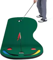 Costway Golf Putting Green Set, Par Three Putting Mat with 3 Putting Cups, 1 ...