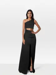 Black Backless Cut Out Maxi Dress