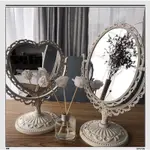 歐式復古鏡子 化妝鏡 復古雕花立鏡 雙面鏡 愛心鏡