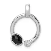 Sterling Silver Onyx u0026 White Topaz Circle Pendant
