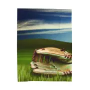 Velveteen Plush Blanket Nostalgic Americana Baseball Glove Art Field Sports Room