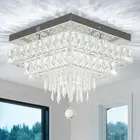 Finktonglan 13'' Square Crystal LED Ceiling Light, Modern Chandeliers with Mu...