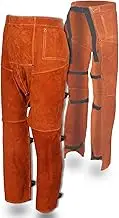 QeeLink Welding Pants - Heat & Flame Resistant Split Leather Safety Leg Protection for Men and Women, Adjustable M to XXXL