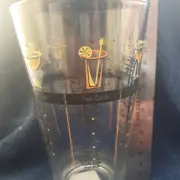 Classic Cocktail Recipe Glass 16 oz MCM Style Barware Black Orange Yellow