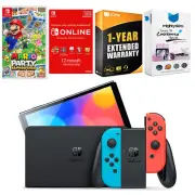 Nintendo Switch Red/Blue OLED + Mario Party Superstars + NSO 1 Year Membership