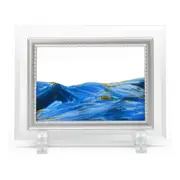 Moving Sand Art Picture, Dynamic Sand Picture, Desktop Sand Art for Home Decor and Office, Small Size 7 x 5 inch, Blue